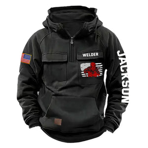 Personalized US Flag Welder Working American Retro Hooded Sweatshirt Printed KVH241652