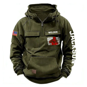 Personalized US Flag Welder Working American Retro Hooded Sweatshirt Printed KVH241652