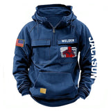 Personalized US Flag Welder Working American Retro Hooded Sweatshirt Printed KVH241652