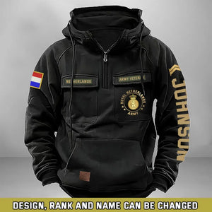 Personalized Netherlands Army Veteran Rank Gold & Logo American Retro Hooded Sweatshirt Printed KVH241669