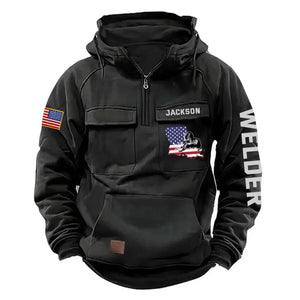 Personalized US State Flag Welder Working American Retro Hooded Sweatshirt Printed KVH241665