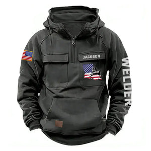 Personalized US State Flag Welder Working American Retro Hooded Sweatshirt Printed KVH241665