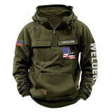 Personalized US State Flag Welder Working American Retro Hooded Sweatshirt Printed KVH241665