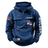 Personalized US State Flag Welder Working American Retro Hooded Sweatshirt Printed KVH241665