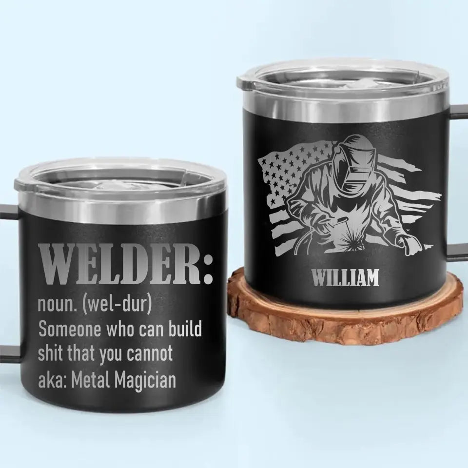 Personalized US Flag Welder Working Coffee Cup Printed HN241666