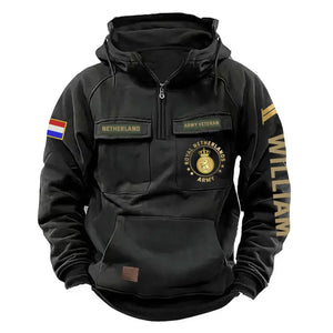 Personalized Netherlands Army Veteran Rank Gold & Logo American Retro Hooded Sweatshirt Printed KVH241669
