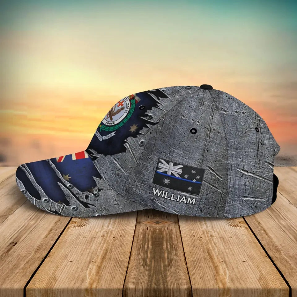 Personalized Australian Police Branch Logo & Name Cap 3D Printed QTVA241684