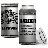 Personalized US Welder Working US Flag Can Cooler 16oz Printed VQ241685
