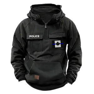 Personalized Canadian Police Flag Thin Blue Line American Retro Hooded Sweatshirt Printed QTKH241686