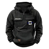 Personalized Canadian Police Flag Thin Blue Line American Retro Hooded Sweatshirt Printed QTKH241686