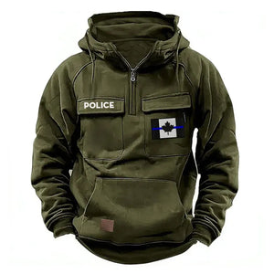 Personalized Canadian Police Flag Thin Blue Line American Retro Hooded Sweatshirt Printed QTKH241686