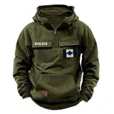 Personalized Canadian Police Flag Thin Blue Line American Retro Hooded Sweatshirt Printed QTKH241686