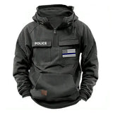 Personalized US Police Flag Thin Blue Line American Retro Hooded Sweatshirt Printed QTKH241686