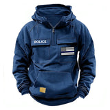 Personalized US Police Flag Thin Blue Line American Retro Hooded Sweatshirt Printed QTKH241686