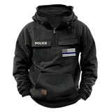 Personalized US Police Flag Thin Blue Line American Retro Hooded Sweatshirt Printed QTKH241686