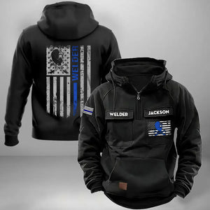 Personalized Welder US Flag Blue Line
American Retro Hooded Sweatshirt Printed KVH241697