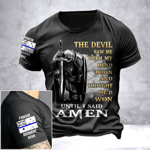 Personalized The Devil Saw Me With My Head Down And Thought He'd Won Until I Said Amen Australian Police T-shirt Printed QTVA241704