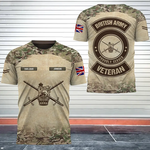 Personalized UK Army Proudly Served UK Veteran Camo 3D T-shirt Printed AHVQ241711