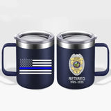 Personalized US Police Badge US Flag Bule Line Laser Handle Cup Printed KVH241735