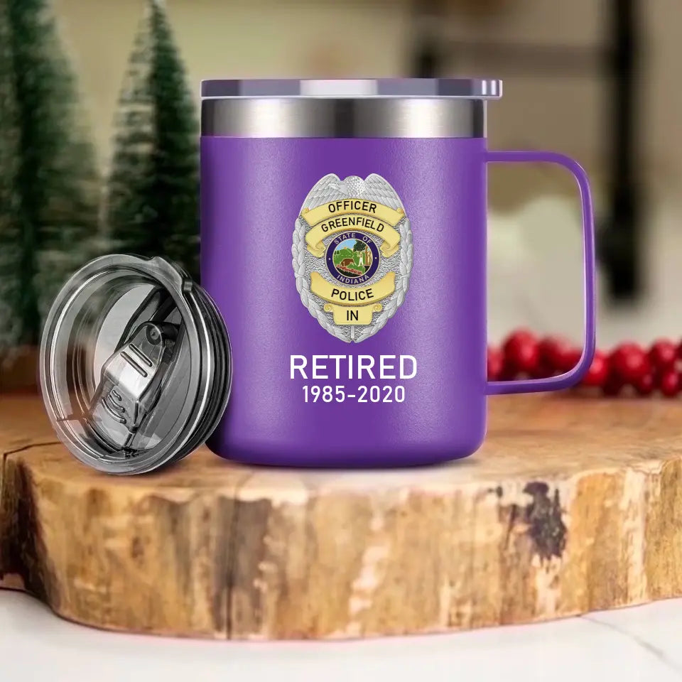 Personalized US Police Badge US Flag Bule Line Laser Handle Cup Printed KVH241735