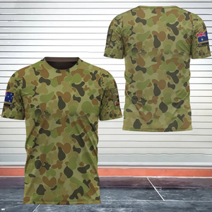 Personalized Australian Veteran Camo Australia Flag Custom Rank & Name 3D T-shirt Printed VQ241726