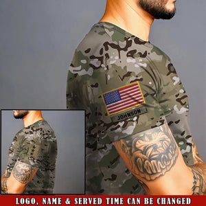 Personalized United States Veteran Camo US Flag Custom Rank & Name 3D T-shirt Printed VQ241726