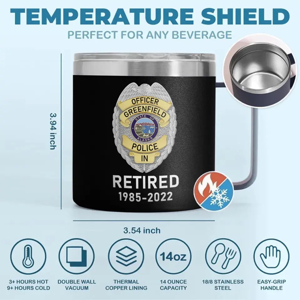 Personalized US Police Badge US Flag Bule Line Laser Handle Cup Printed KVH241735