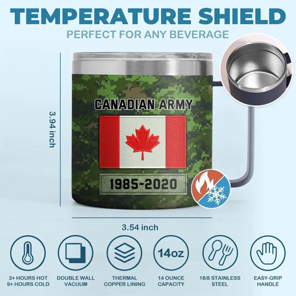 Personalized Canadian Army Veteran Rank Camo  Canada Flag Coffee Cup Printed KVH241731