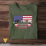 Personalized Dogs with Names Jeep US Flag T-shirt Printed VQ241746