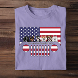 Personalized Dogs with Names Jeep US Flag T-shirt Printed VQ241746