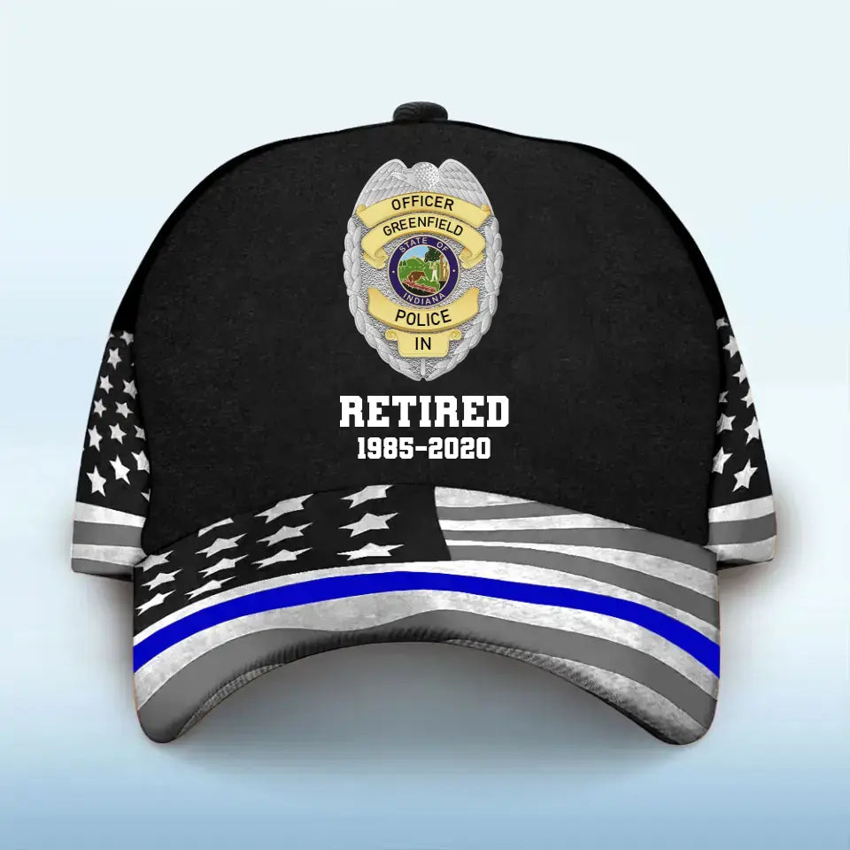 Personalized Retired Police US Badge US Police Flag Cap 3D Printed KVH241747
