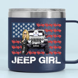Personalized Jeep Girl & Dogs Jeep US Flag Coffee Cup Printed VQ241751