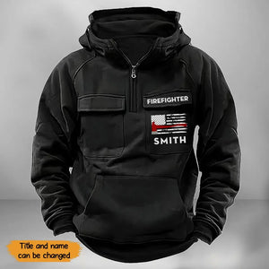 Personalized US Firefighter Flag Custom Name 
American Retro Hooded Sweatshirt Printed QTKH241759