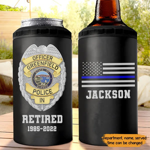 Personalized US Police Badge & Service Time Retired Police Officer Can Cooler 16oz Printed KVH241756
