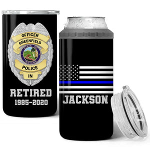 Personalized US Police Badge & Service Time Retired Police Officer Can Cooler 16oz Printed KVH241756