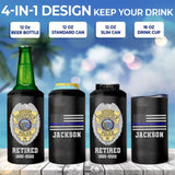 Personalized US Police Badge & Service Time Retired Police Officer Can Cooler 16oz Printed KVH241756