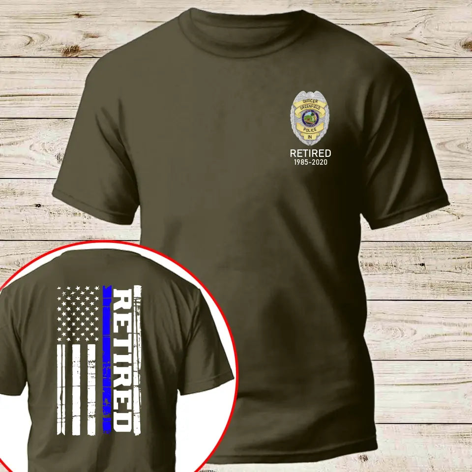 Personalized US Police Badge & Service Time Retired Police Officer T-shirt Printed KVH241761