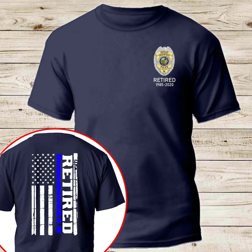 Personalized US Police Badge & Service Time Retired Police Officer T-shirt Printed KVH241761