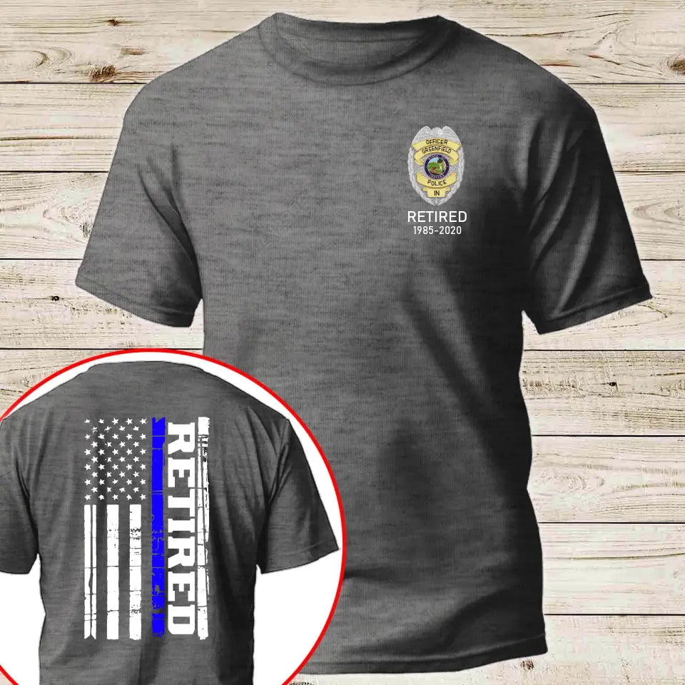 Personalized US Police Badge & Service Time Retired Police Officer T-shirt Printed KVH241761