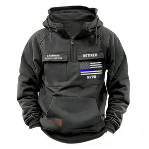 Personalized Retired US Police Department US Police Flag Blue Line American Retro Hooded Sweatshirt Printed QTHN241766