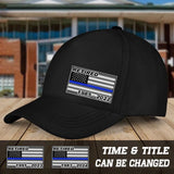 Personalized Retired US Police Blue Line Custom Time Black Cap Printed QTVA241769