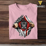 Personalized US Firefighter Hand Tear Flag Custom Name & ID Number T-shirt Printed LVA241772