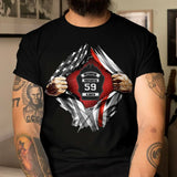 Personalized US Firefighter Hand Tear Flag Custom Name & ID Number T-shirt Printed LVA241772