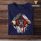 Personalized US Firefighter Hand Tear Flag Custom Name & ID Number T-shirt Printed LVA241772