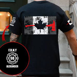 Personalized Canadian Firefighter Department Canada Flag Custom Name & ID T-shirt Printed AHVQ241774