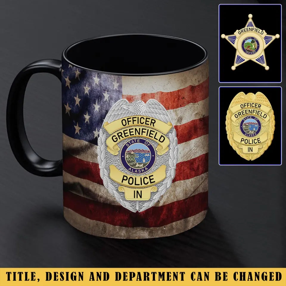Personalized US Police Badge US Flag Mug Printed AHHN241787