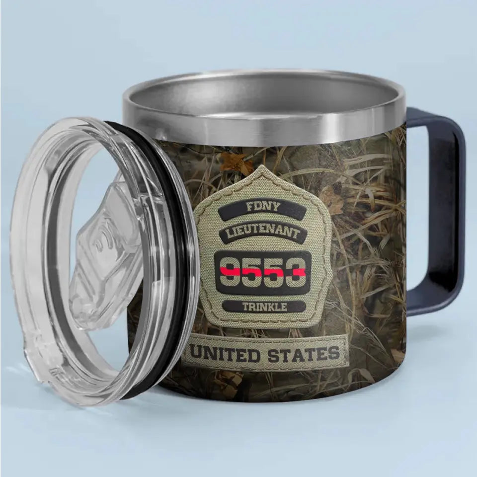 Personalized US Firefighter US Flag Custom Department & ID Coffee Cup Printed VQ241771