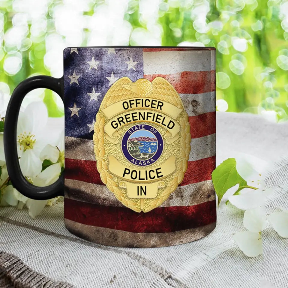 Personalized US Police Badge US Flag Mug Printed AHHN241787