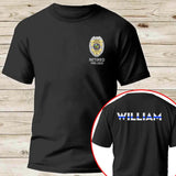 Personalized US Police Badge & Service Time Custom Name Blue Line Retired Police Officer T-shirt Printed KVH241793