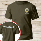 Personalized US Police Badge & Service Time Custom Name Blue Line Retired Police Officer T-shirt Printed KVH241793